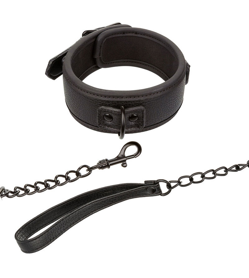 CALEXOTICS - NOCTURNAL COLLIER ET LAISSE EN CUIR RÉGLABLE NOIR