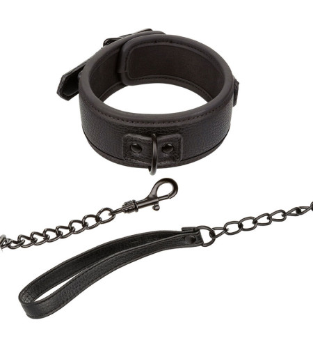 CALEXOTICS - NOCTURNAL COLLIER ET LAISSE EN CUIR RÉGLABLE NOIR