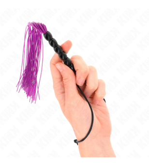 KINK - MINI FOUET EN SILICONE AVEC 6 BILLES VIOLES 26 CM