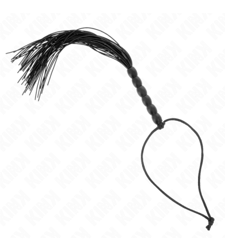 KINK - MINI FOUET EN SILICONE AVEC 6 BILLES NOIRES 26 CM