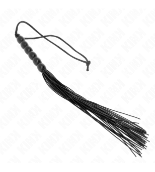 KINK - MINI FOUET EN SILICONE AVEC 6 BILLES NOIRES 26 CM