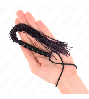 KINK - MINI FOUET EN SILICONE AVEC 6 BILLES NOIRES 26 CM