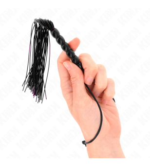 KINK - MINI FOUET EN SILICONE AVEC 6 BILLES NOIRES 26 CM