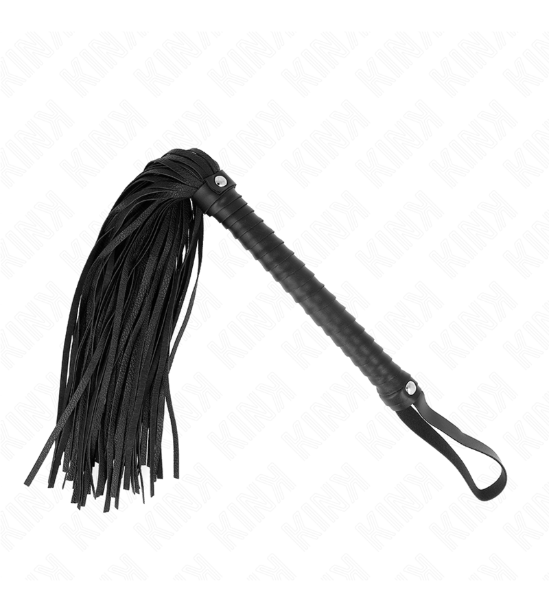 KINK - FOUET AVEC MANCHE TEXTURÉ NOIR 48,5 CM