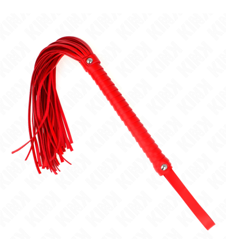 KINK - FOUET AVEC MANCHE TEXTURÉ ROUGE 48,5 CM