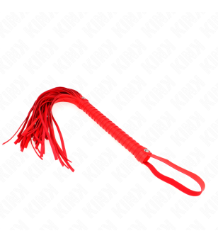 KINK - FOUET AVEC MANCHE TEXTURÉ ROUGE 48,5 CM