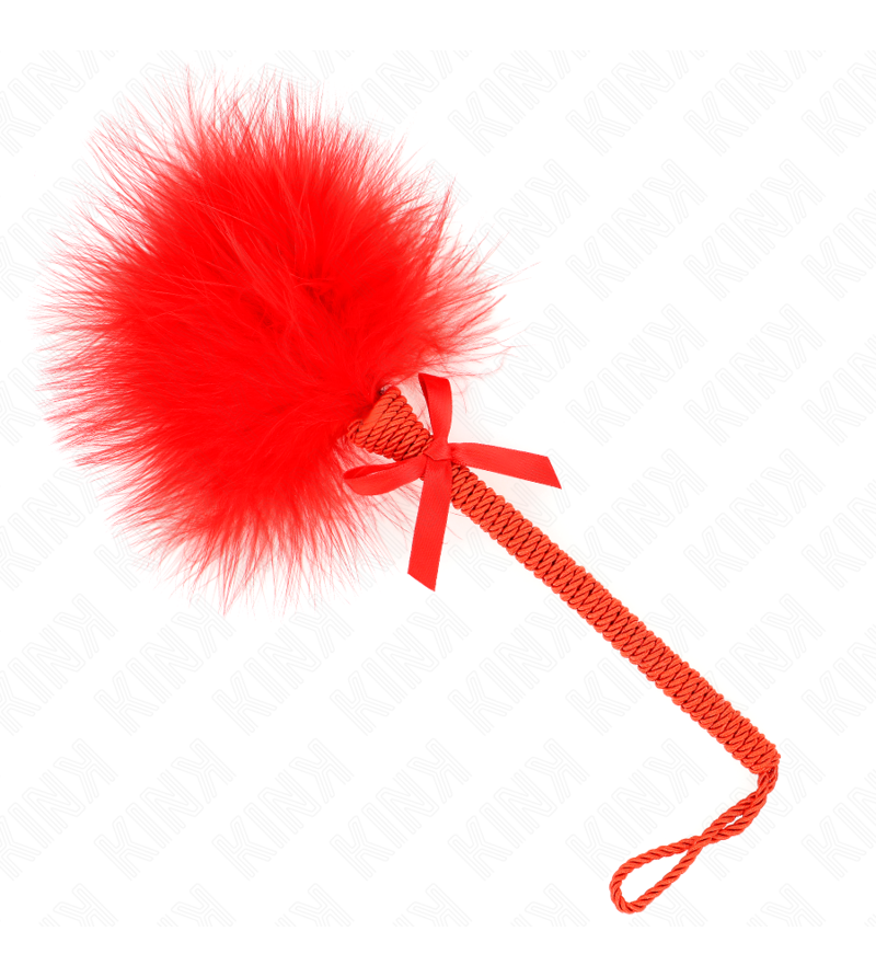 KINK - Baguette en corde de nylon avec plumes chatouillantes et noeud rouge 25 cm