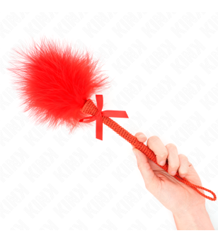 KINK - Baguette en corde de nylon avec plumes chatouillantes et noeud rouge 25 cm