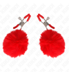 KINK - PINCE A METON BOULE FAUSSE FOURRURE ROUGE 6 CM