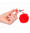 KINK - PINCE A METON BOULE FAUSSE FOURRURE ROUGE 6 CM