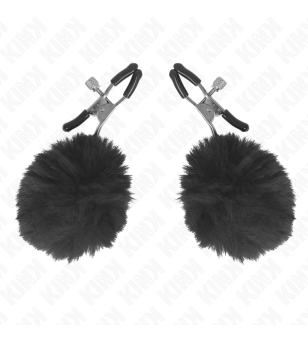 KINK - PINCE A METON BOULE EN FAUSSE FOURRURE NOIR 6 CM