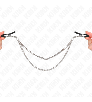KINK - PINCES À TETEAUX AVEC 2 CHAÎNES ÉPAISSES ARGENT 20/23 CM