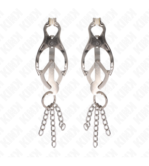 KINK - PINCES À METELLES TRÈFLE JAPONAIS AVEC PETITES CHAÎNES ARGENT