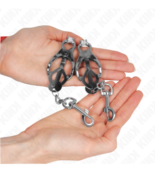 KINK - PINCES À METELLES TRÈFLE JAPONAIS AVEC CROCHETS ARGENT