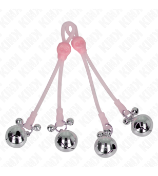 KINK - PINCES À TÉLÉPIN LUMINEUSES CRÂNE AVEC ANNEAU CLOCHES RÉGLABLES ROSE / ARGENT