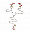KINK - PINCES À TAMELON ET CLITO BELL TRIPLE ROUGE AVEC CHAINE 30 CM