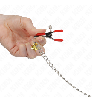 KINK - PINCES À TAMELON ET CLITO BELL TRIPLE ROUGE AVEC CHAINE 30 CM