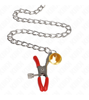 KINK - PINCES À TAMELON ET CLITO BELL TRIPLE ROUGE AVEC CHAINE 30 CM
