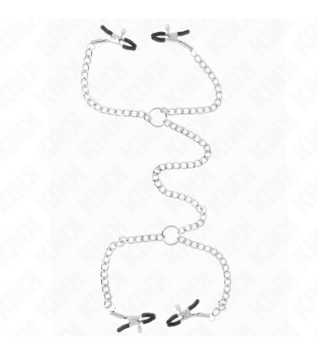 KINK - 4 PINCES À METON CHAÎNE 32 CM AVEC PETITES CHAÎNES 14 CM