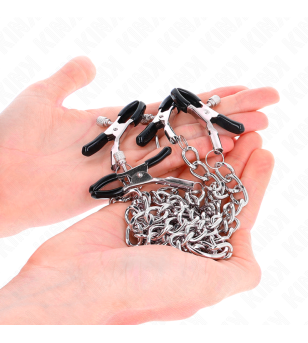 KINK - 4 PINCES À METON CHAÎNE 32 CM AVEC PETITES CHAÎNES 14 CM