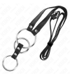 KINK - ANNEAU PÉNIS TRIPLE MÉTAL 3,8 CM À 5 CM AVEC CEINTURE EN CUIR 112 CM