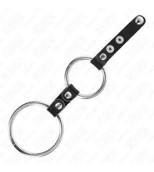 KINK - DOUBLE ANNEAU PÉNIS 3,8 CM À 5 CM CONNECTÉ PAR CUIR