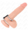 KINK - DOUBLE ANNEAU PÉNIS EN MÉTAL DE 3,7 CM À 5 CM RELIE PAR SANGLE EN CUIR MODÈLE 2
