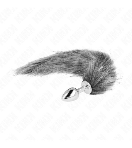 KINK - PLUG ANAL TAILLE S 7 X 3 CM AVEC QUEUE SYNTHÉTIQUE 40 CM GRIS
