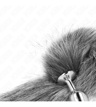 KINK - PLUG ANAL TAILLE S 7 X 3 CM AVEC QUEUE SYNTHÉTIQUE 40 CM GRIS