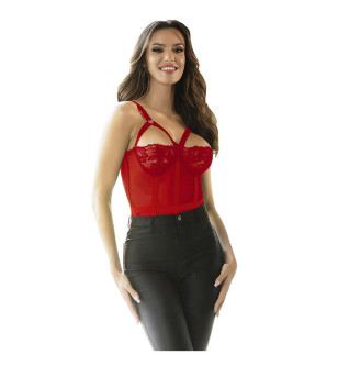 SUBBLIME - TEDDY AVEC JARRETIÈRE DÉTAIL POITRINE ROUGE L/XL