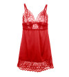 SUBBLIME - BABYDOLL EN SATIN AVEC DENTELLE ROUGE L/XL