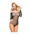 SUBBLIME - 952297 BODY RÉSEILLE BRILLANT AVEC ÉPAULES DÉNUDÉES MANCHES LONGUES NOIR TAILLE UNIQUE