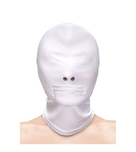 NS NOVELTIES - FETISH  FASHION CAPUCHE BOUCHE FERMÉE À FERMETURE ÉCLAIR NYLON BLANC