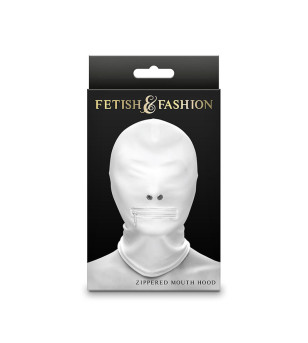 NS NOVELTIES - FETISH  FASHION CAPUCHE BOUCHE FERMÉE À FERMETURE ÉCLAIR NYLON BLANC