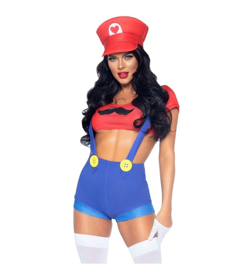 LEG AVENUE - COSTUME SEXY MARIO BROS ROUGE/BLEU S