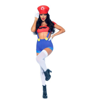 LEG AVENUE - COSTUME SEXY MARIO BROS ROUGE/BLEU S
