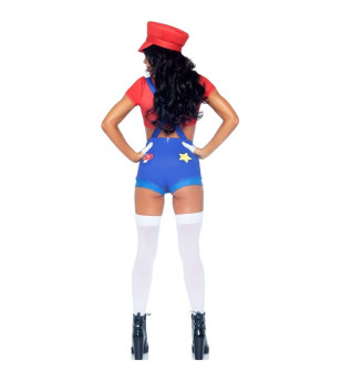 LEG AVENUE - COSTUME SEXY MARIO BROS ROUGE/BLEU S
