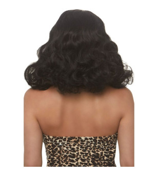 LEG AVENUE - PERRUQUE RÉTRO BOUCLÉE AVEC FRANGE NOIRE LUMINEUSE