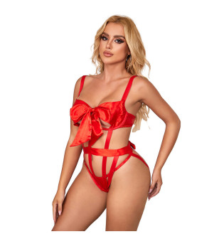 SUBBLIME - 954475 BODY SEXY AJOURÉ AVEC NOEUD ROUGE L/XL