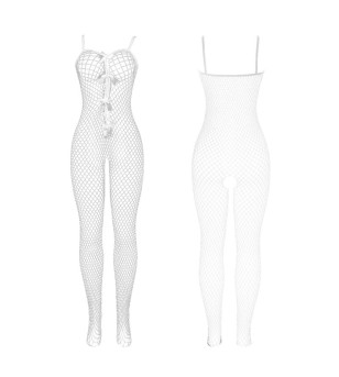 SUBBLIME - 951740 BODYSTOCKING RESILLE BLANCHE ENTREJAMBE AVEC NOEUDS TAILLE UNIQUE