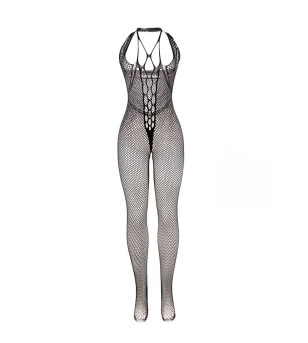 SUBBLIME - 951788 BODYSTOCKING LONG EN RESILLE AVEC BRETELLES SUR LA POITRINE ET LE DOS NOIR TAILLE UNIQUE