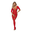SUBBLIME - 951825 BODYSTOCKING EN RÉSILLE SANS FOURRURE AVEC MOTIF ROSES ROUGES TAILLE UNIQUE