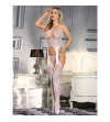SUBBLIME - 951894 BODYSTOCKING EN RÉSILLE SANS FOURRURE AVEC BRETELLES BLANCHES TAILLE UNIQUE