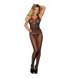 SUBBLIME - 951962 BODYSTOCKING RÉSILLE SANS FOURRURE IMPRIMÉ FLEURS NOIR TAILLE UNIQUE