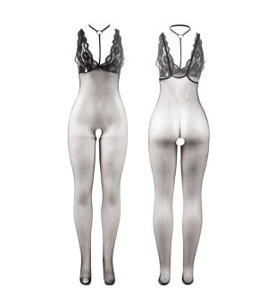 SUBBLIME - 951993 BODYSTOCKING RÉSILLE TRANSPARENTE NOIRE SANS FOURRURE TAILLE UNIQUE