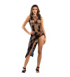 SUBBLIME - 952129 BODYSTOCKING RÉSEILLE AVEC MOTIF ROBE ET DÉTAILS FLORAUX NOIR TAILLE UNIQUE