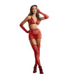 SUBBLIME - 952181 BODYSTOCKING RESILLE AVEC GANTS ET DIAMANTS ROUGE TAILLE UNIQUE