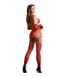 SUBBLIME - 952181 BODYSTOCKING RESILLE AVEC GANTS ET DIAMANTS ROUGE TAILLE UNIQUE