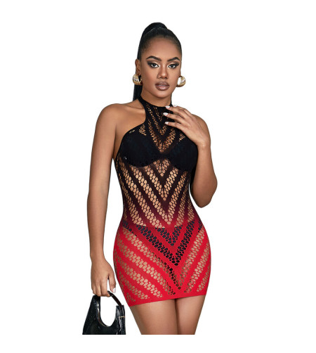 SUBBLIME - 952242 ROBE RÉSILLE ÉLASTIQUE DÉGRADÉ ROUGE ET NOIR TAILLE UNIQUE