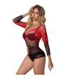 SUBBLIME - 952259 ROBE RÉSILLE ÉLASTIQUE MANCHES LONGUES DÉGRADÉ ROUGE ET NOIR TAILLE UNIQUE